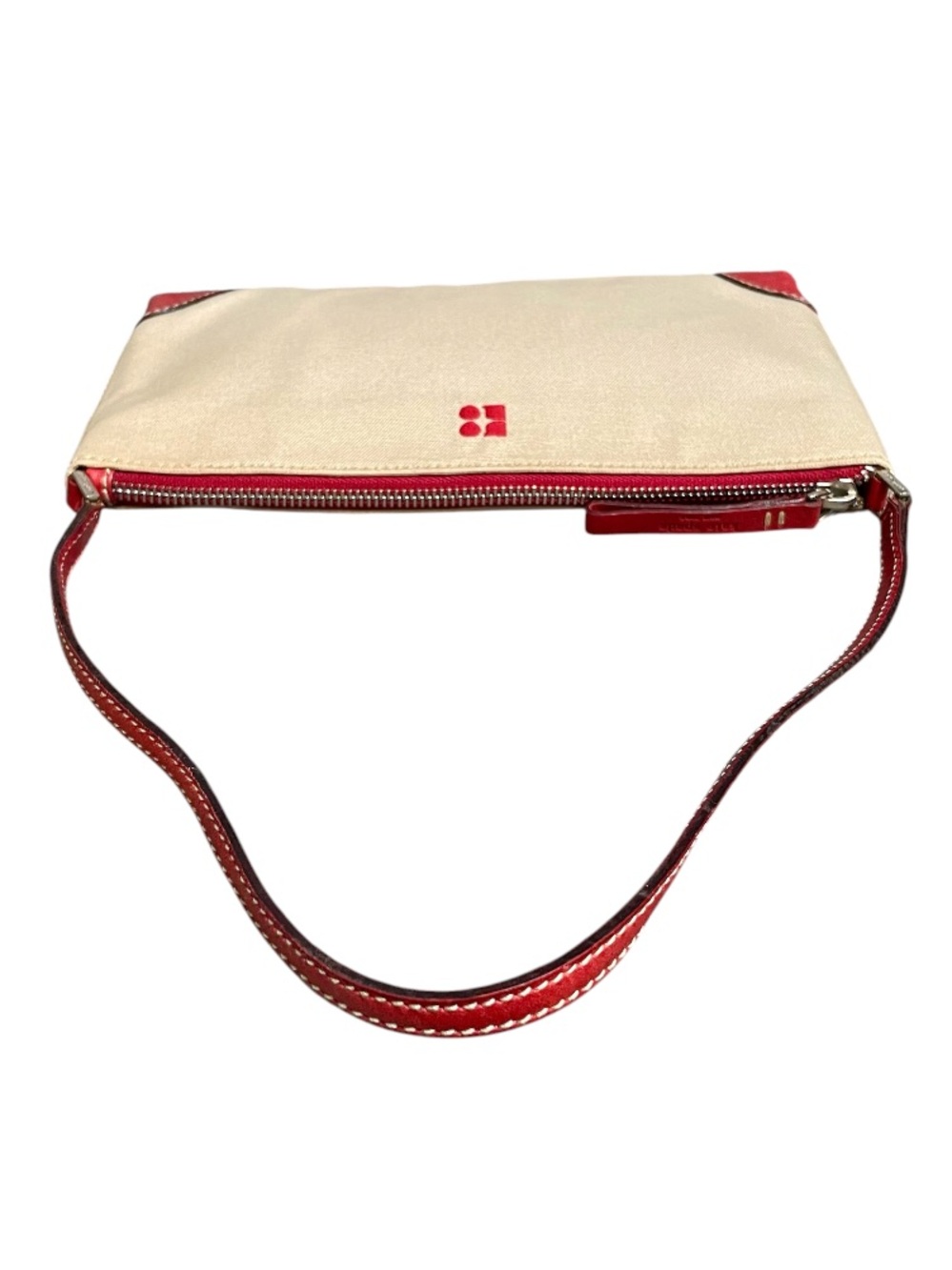 Kate Spade Made in Italy Vintage Cream Canvas & Red Leather Shoulder Bag - Picture 5 of 7